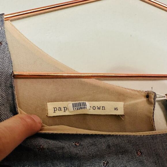 PAPER CROWN Women's Gray Speckled Copper Ties at Wrist Oversized Dress Size XS - Picture 6 of 9